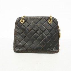 Chanel Shoulder Bag Matelasse Lambskin Black Women's