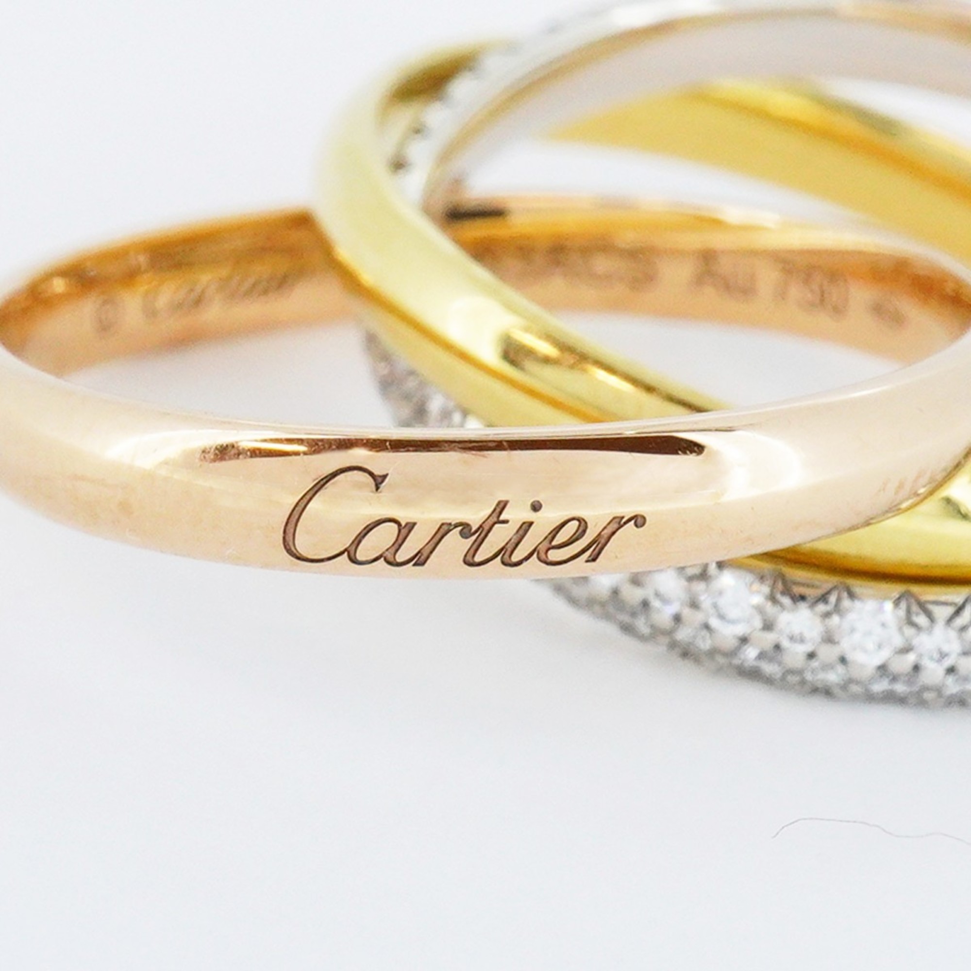 Cartier Ring Trinity Diamond K18YG Yellow Gold K18WG White K18PG Pink #49 Ladies