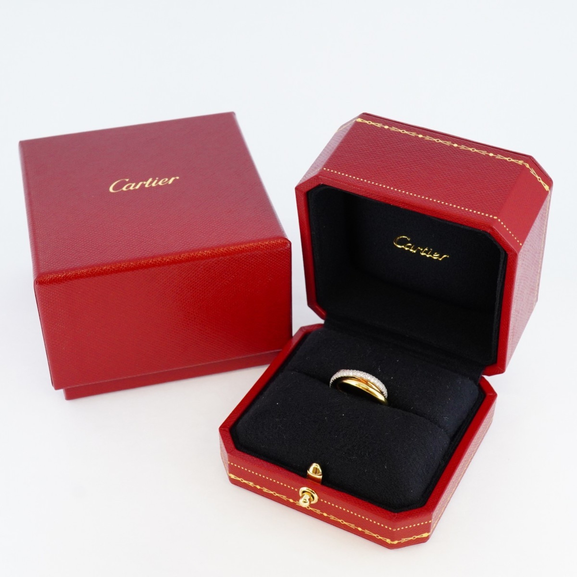 Cartier Ring Trinity Diamond K18YG Yellow Gold K18WG White K18PG Pink #49 Ladies