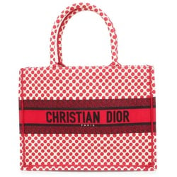 Christian Dior Tote Bag Book Polka Dot Medium Canvas Black White