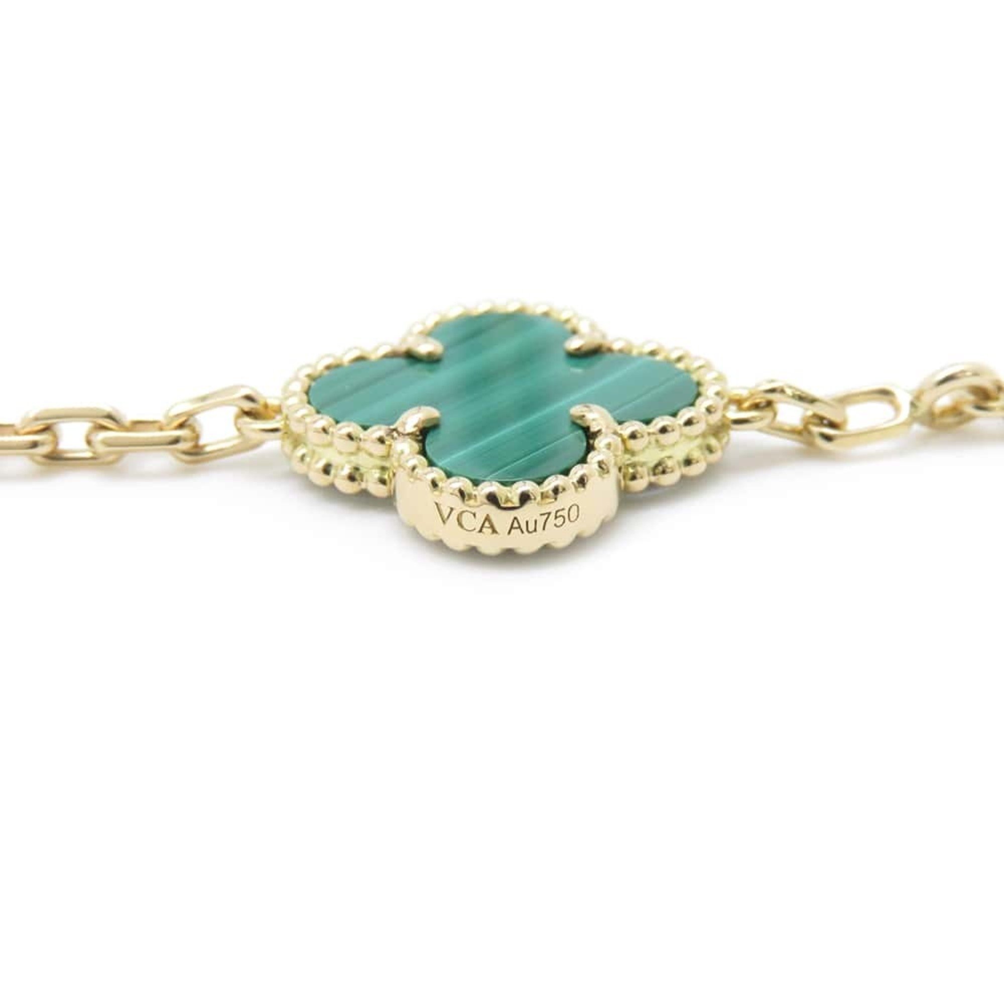 Van Cleef & Arpels Bracelet Alhambra 5 Motif Malachite Diamond 24P 0.96ct K18YG VCARD35500