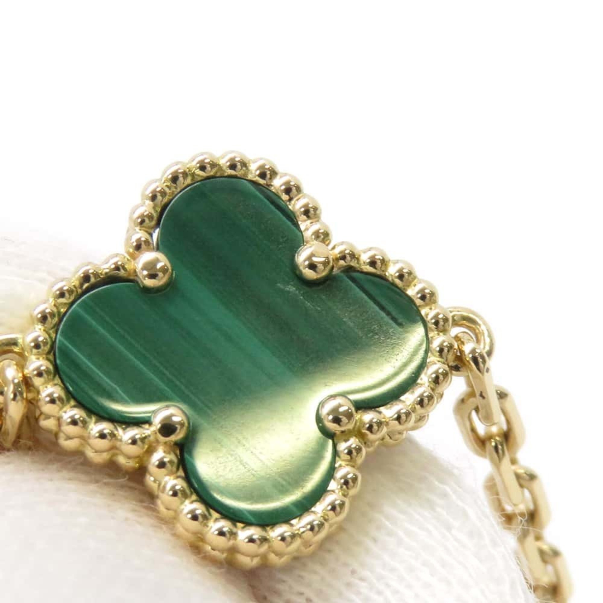 Van Cleef & Arpels Bracelet Alhambra 5 Motif Malachite Diamond 24P 0.96ct K18YG VCARD35500