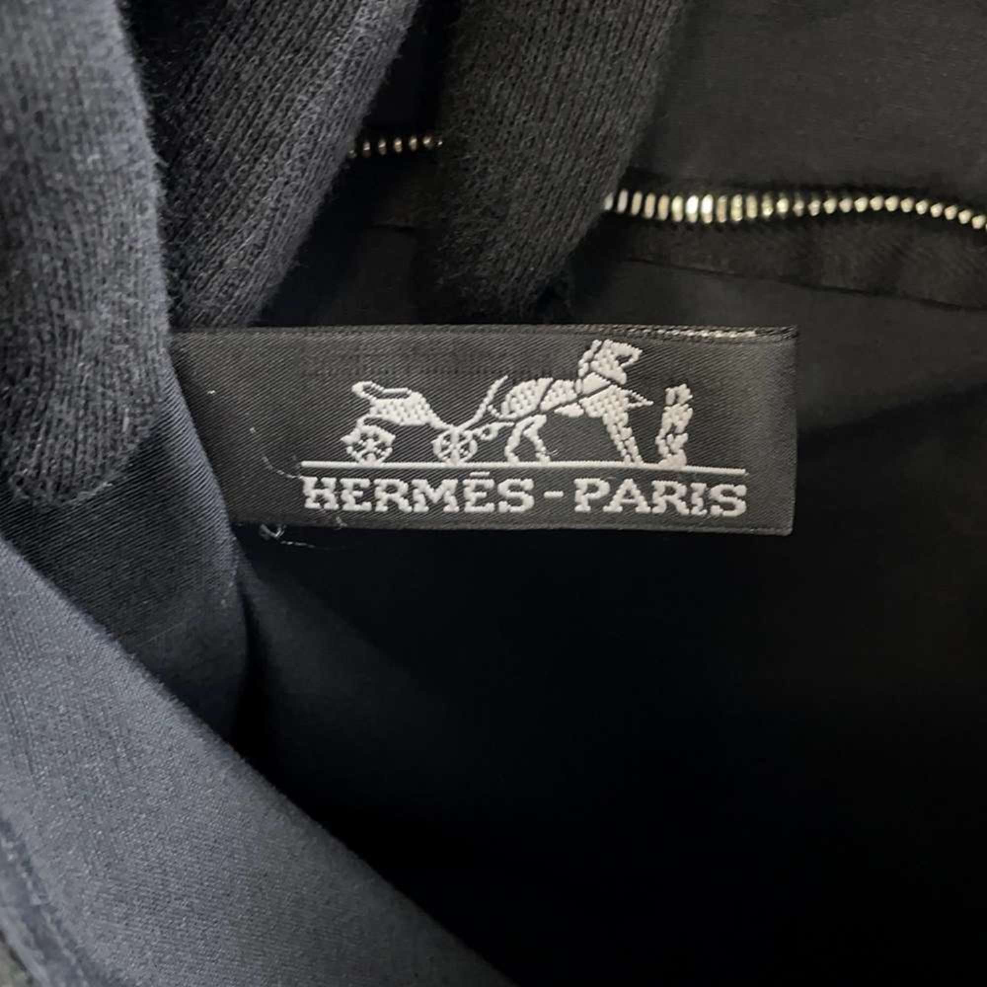 Hermes Shoulder Bag Acapulco Basas MM Black Toile Chevron Men's