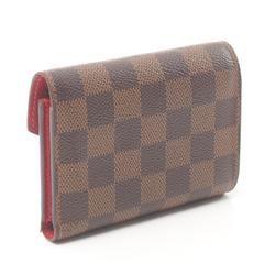 Louis Vuitton LOUIS VUITTON Portefeuille Victorine Damier Tri-fold Wallet Coated Canvas Leather Women's Brown N41938