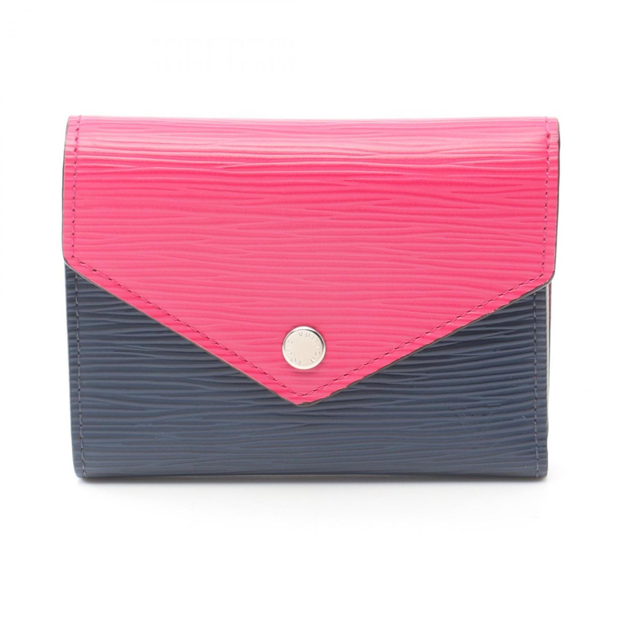 Louis Vuitton LOUIS VUITTON Portefeuille Victorine Tri-fold Wallet Leather Epi Women's Navy Pink M62204