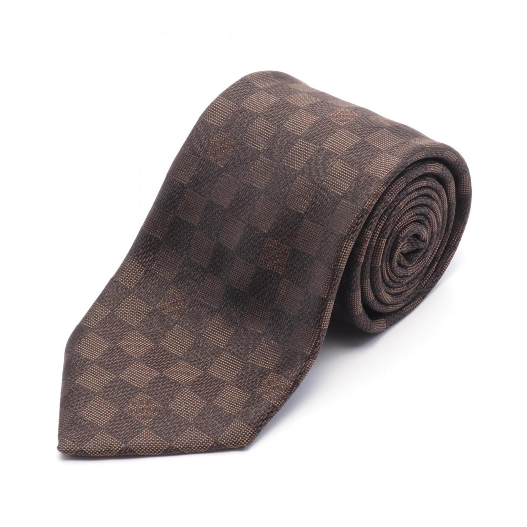 Louis Vuitton Damier Necktie Clothing Silk Men's Brown