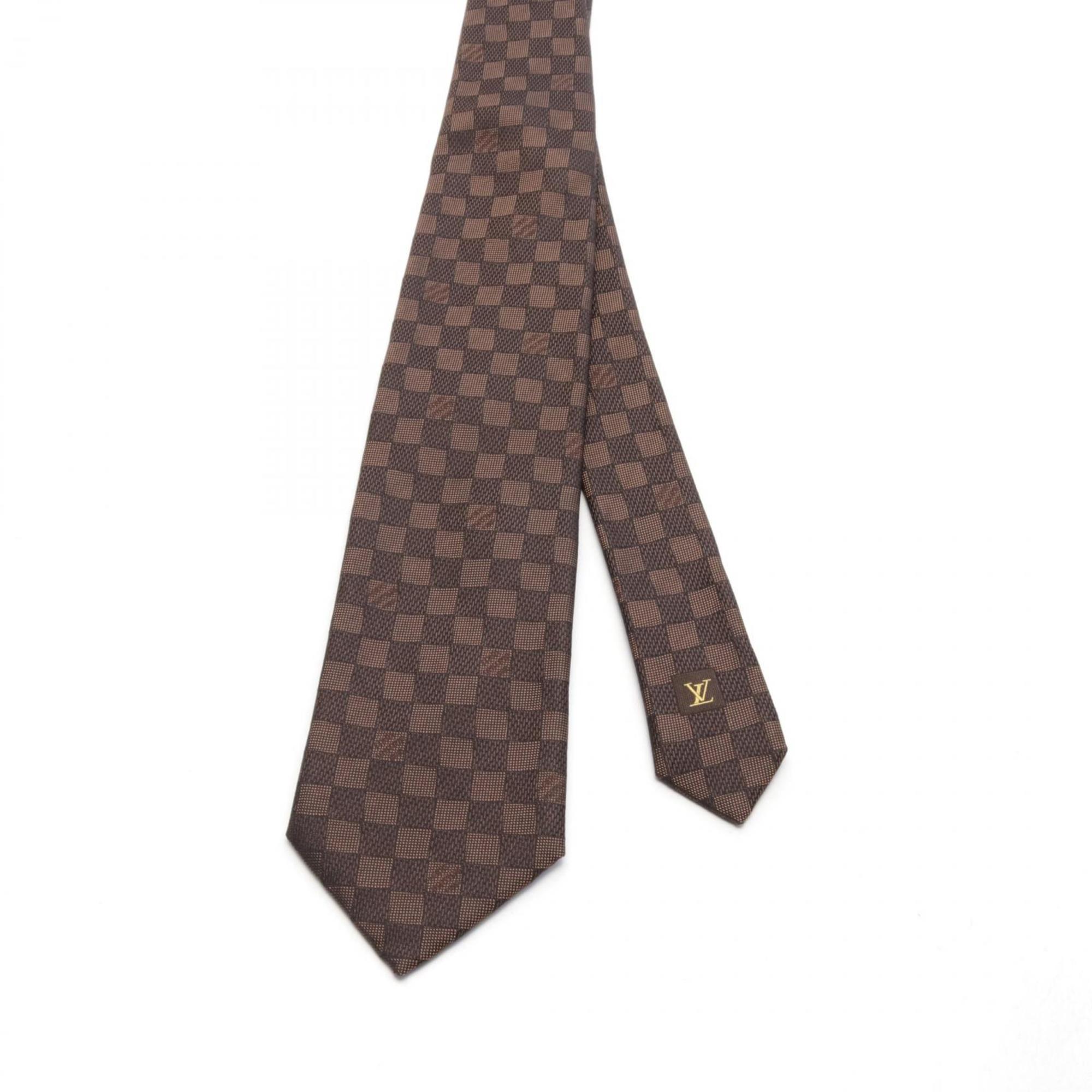 Louis Vuitton Damier Necktie Clothing Silk Men's Brown