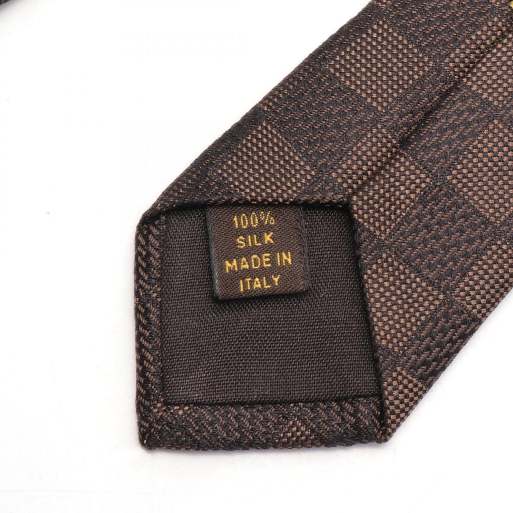 Louis Vuitton Damier Necktie Clothing Silk Men's Brown