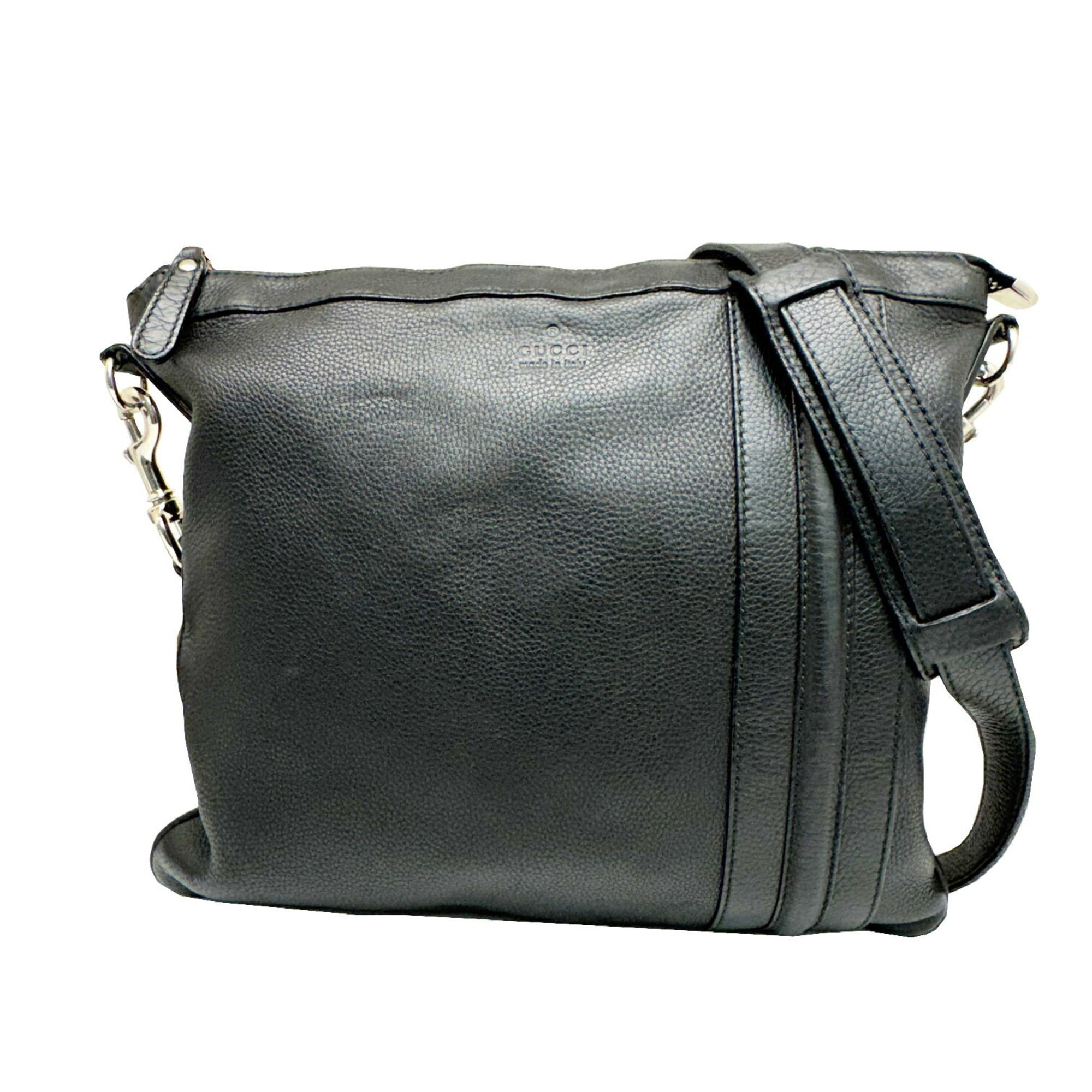 GUCCI 233329 Shoulder Bag Leather Black Women Men