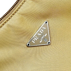 PRADA handbag nylon yellow MV515 silver hardware ladies men's pouch triangular plate