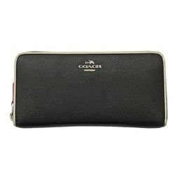 COACH Round Long Wallet Leather Black F12585 Women's