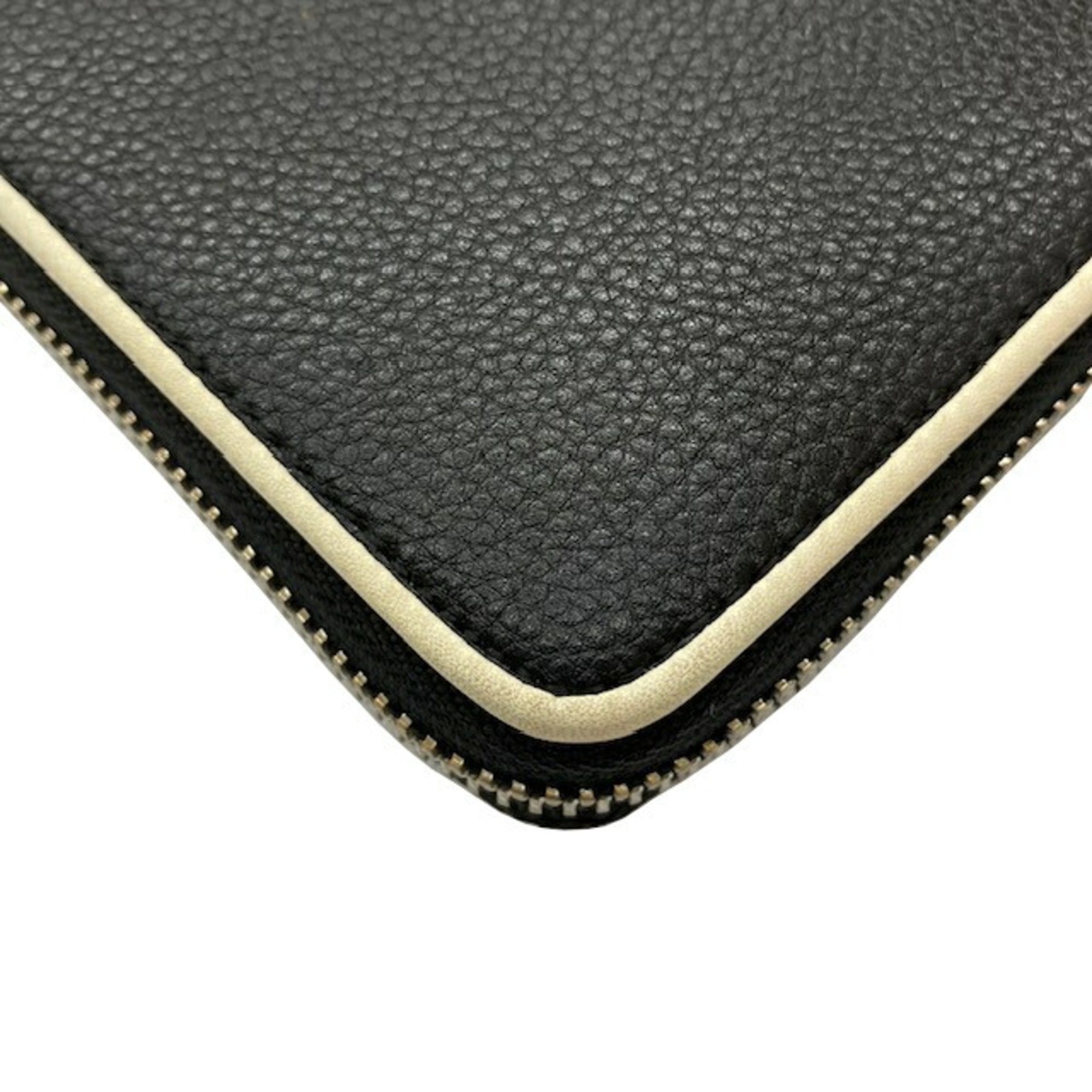 COACH Round Long Wallet Leather Black F12585 Women's