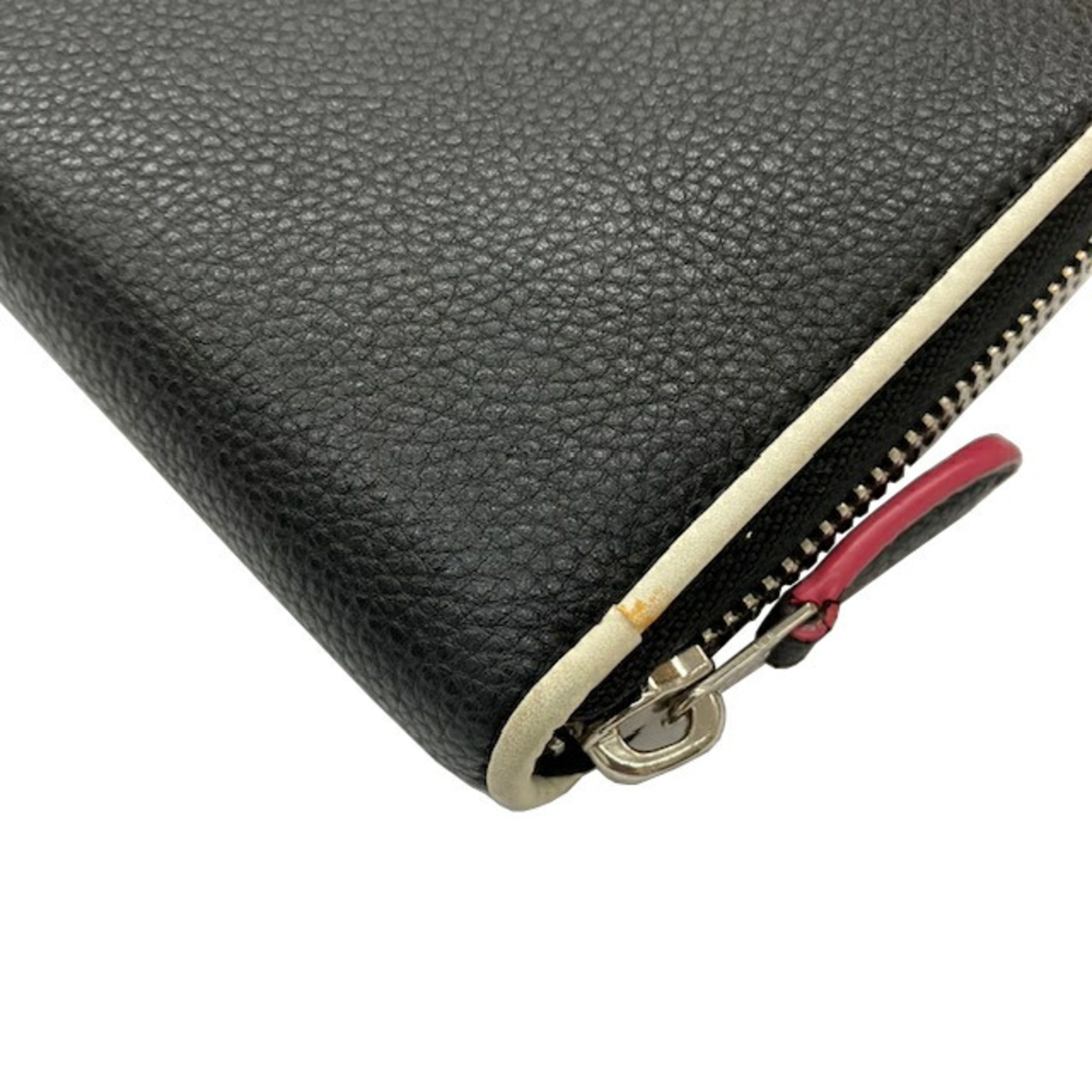 COACH Round Long Wallet Leather Black F12585 Women's