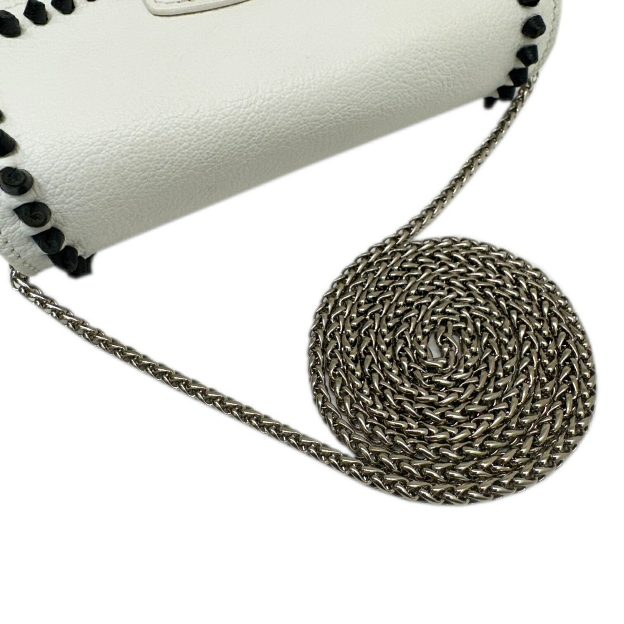 FURLA Metropolis Chain Shoulder Bag Leather White Black Women's