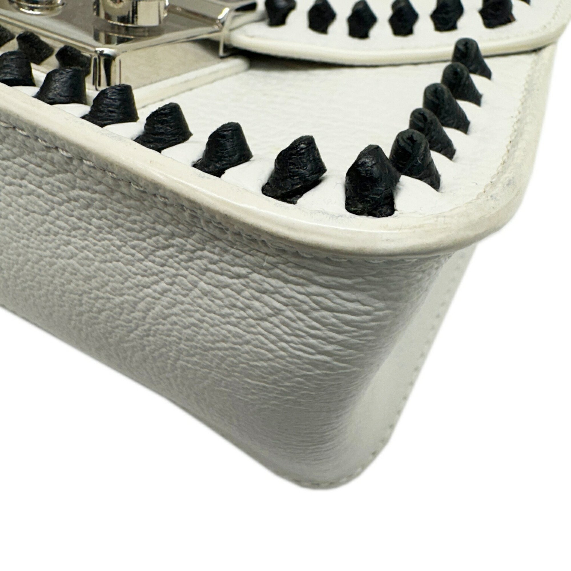 FURLA Metropolis Chain Shoulder Bag Leather White Black Women's