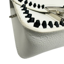 FURLA Metropolis Chain Shoulder Bag Leather White Black Women's