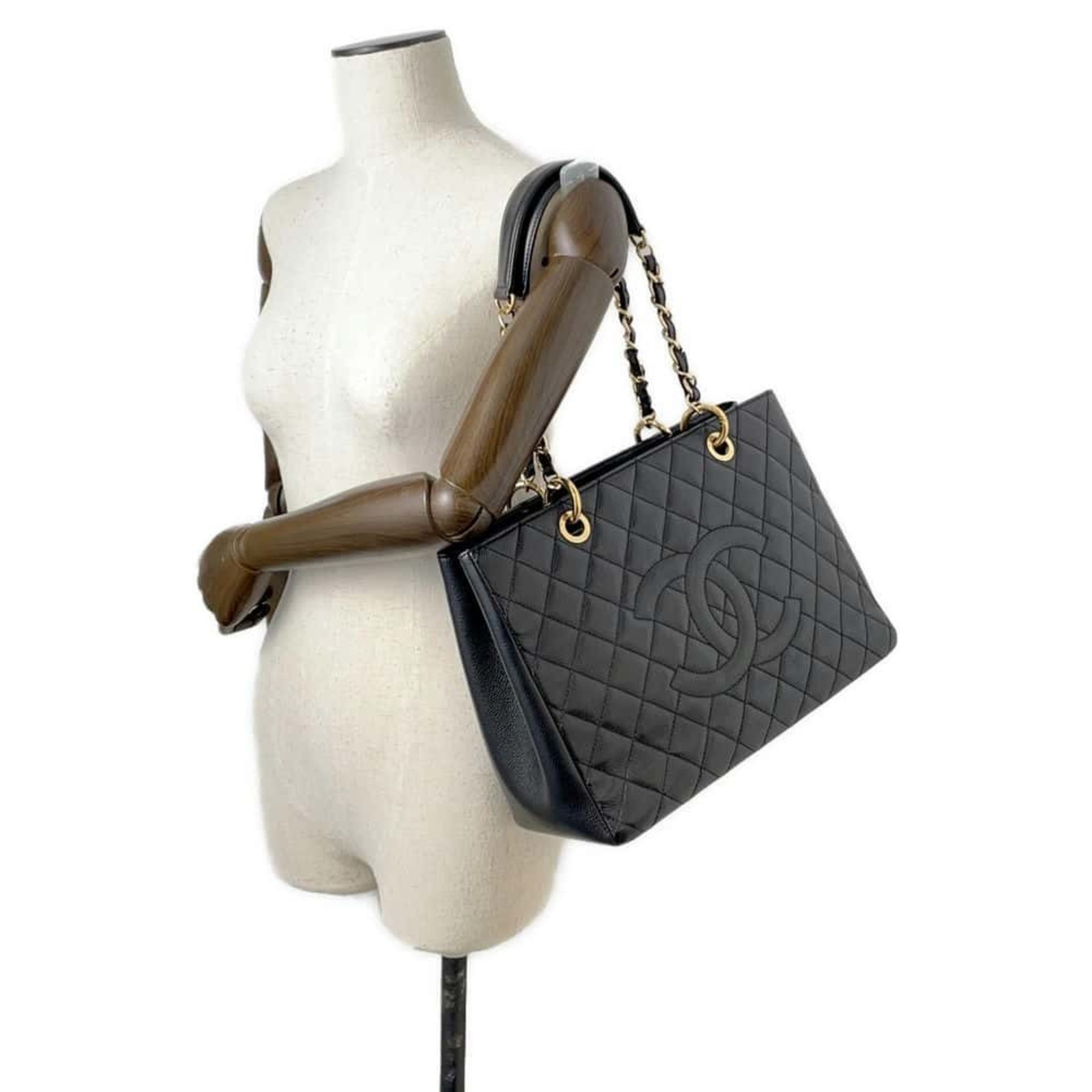 Chanel Chain Tote Bag Coco Mark Matelasse GST A50995 CHANEL Shoulder Black