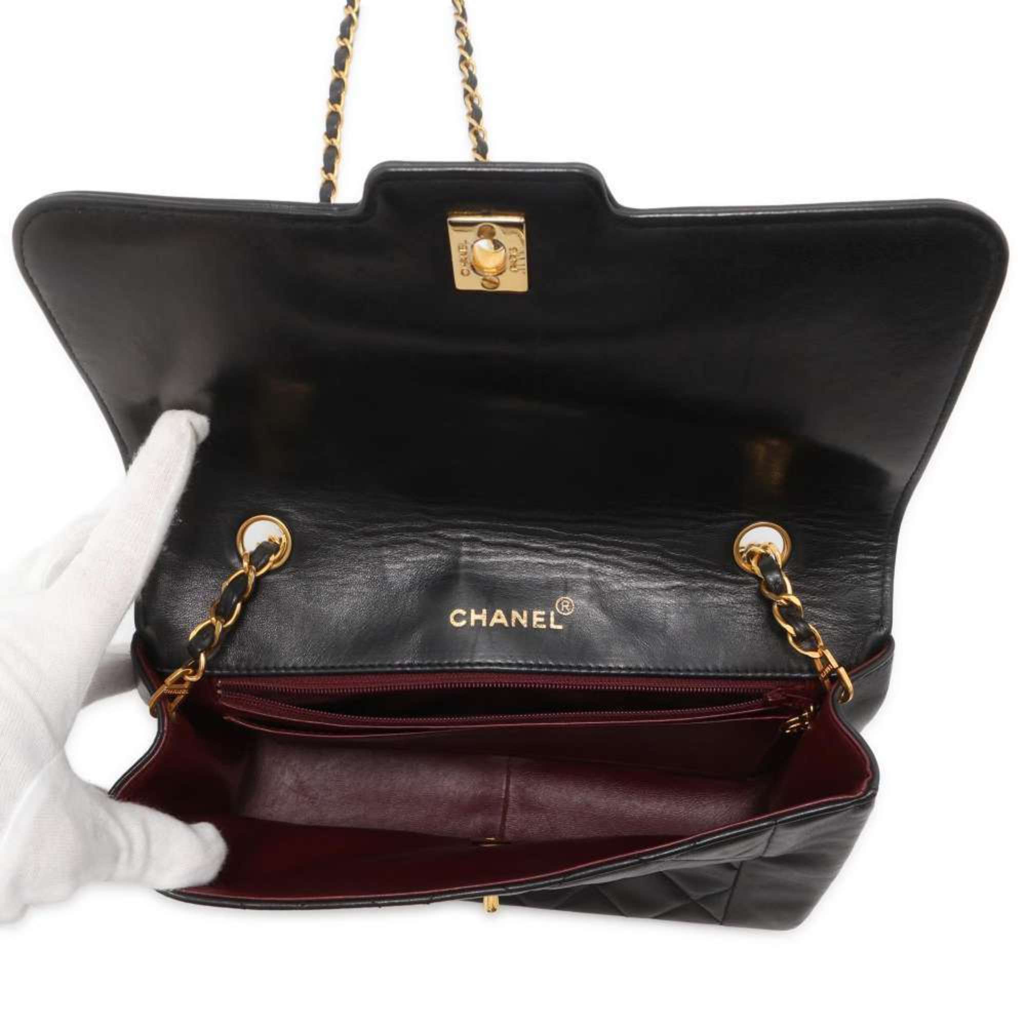 Chanel Chain Shoulder Bag Matelasse 25 Coco Mark Diana Lambskin A01165 CHANEL Black