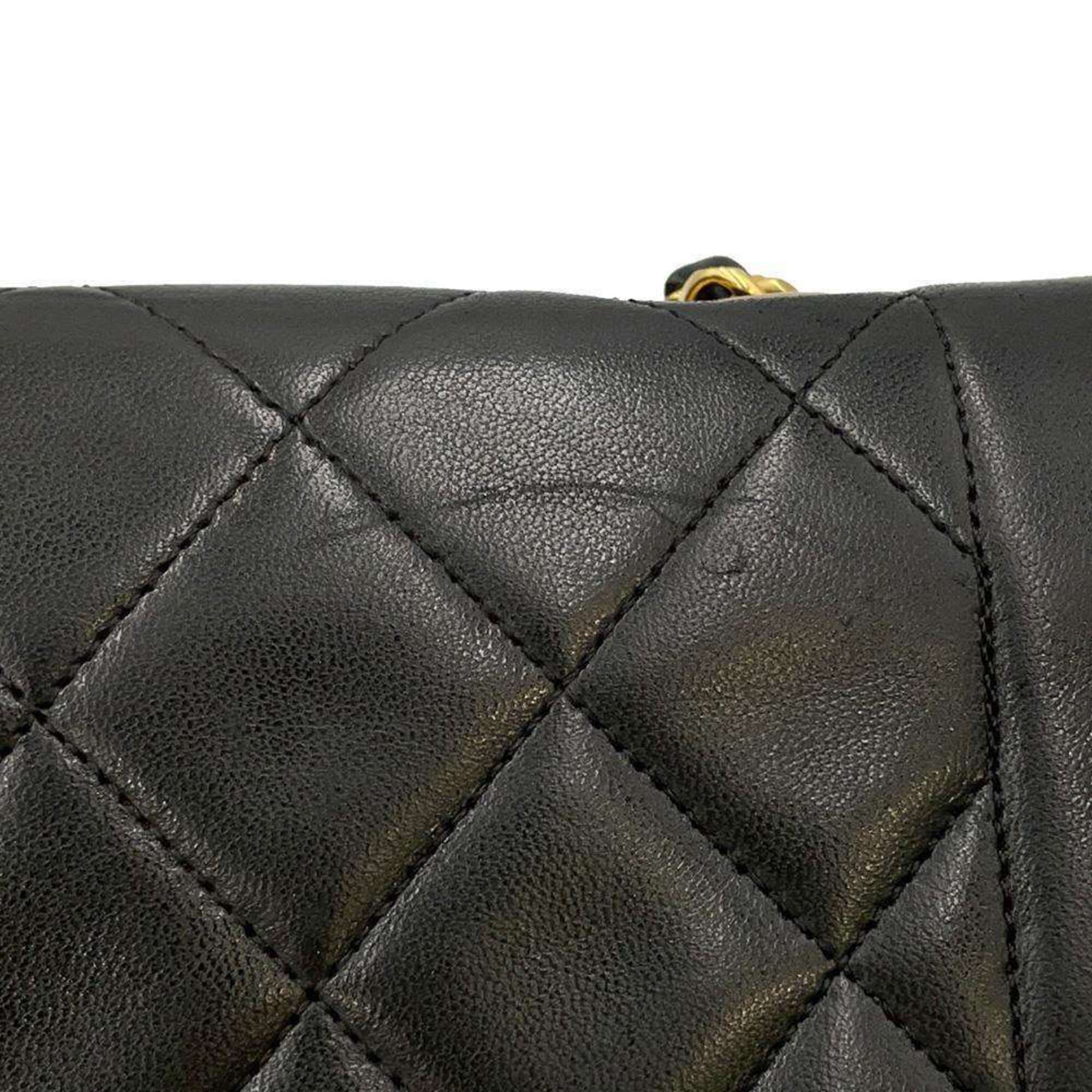 Chanel Chain Shoulder Bag Matelasse 25 Coco Mark Diana Lambskin A01165 CHANEL Black