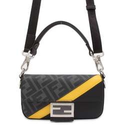 Fendi Handbag Zucca Baguette 7AS149 Black 2way Shoulder Bag