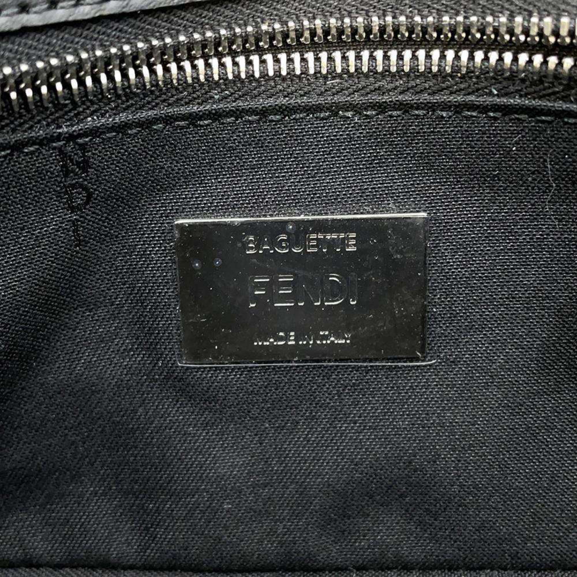 Fendi Handbag Zucca Baguette 7AS149 Black 2way Shoulder Bag