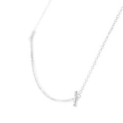 Tiffany Necklace T Smile Pendant Large Diamond 0.19ct Total K18WG White Gold 60011655