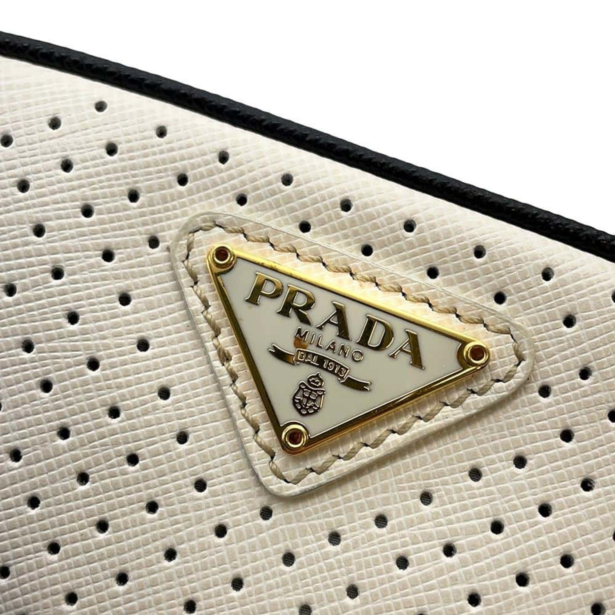 Prada Pouch Perforated Leather 1N1473 PRADA White