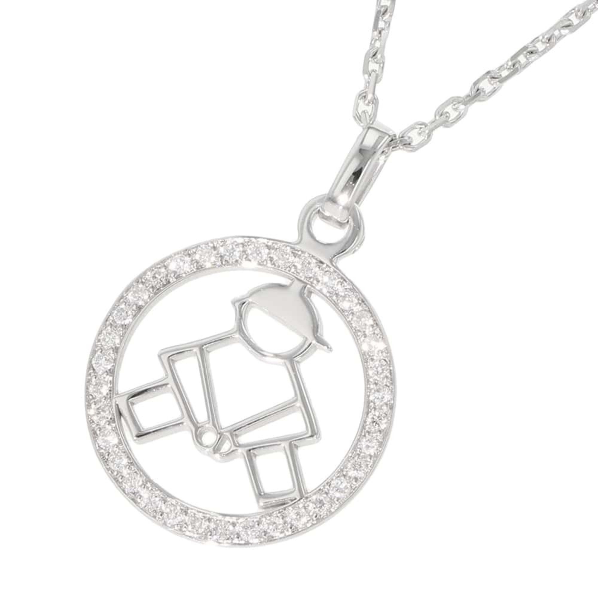 Chaumet Necklace Acrosh-coeur Baby Boy Diamond K18WG White Gold Pendant