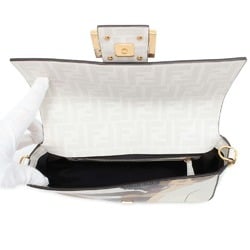 Fendi Shoulder Bag Zucca Baguette Medium Leather 8BR600 FENDI 2way White