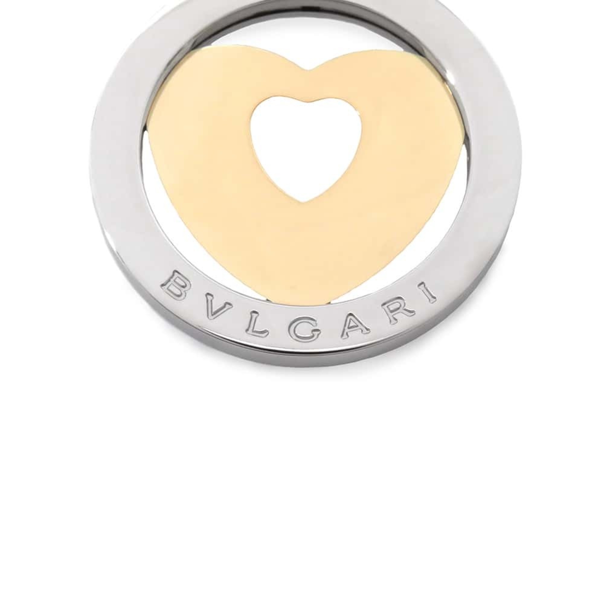 BVLGARI Pendant Top Tondo Heart Motif SS Stainless Steel K18YG Necklace