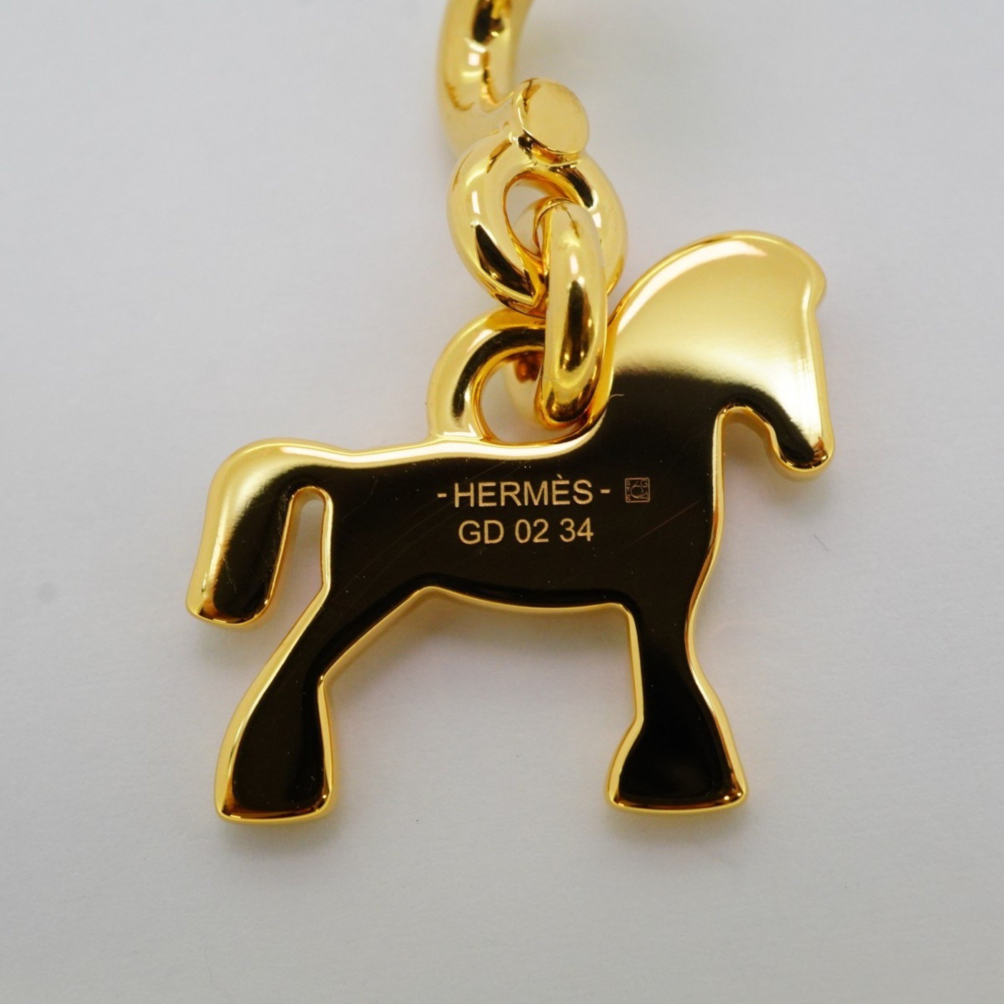 Hermes Earrings Cheval GP Plated Gold White Blue Ladies