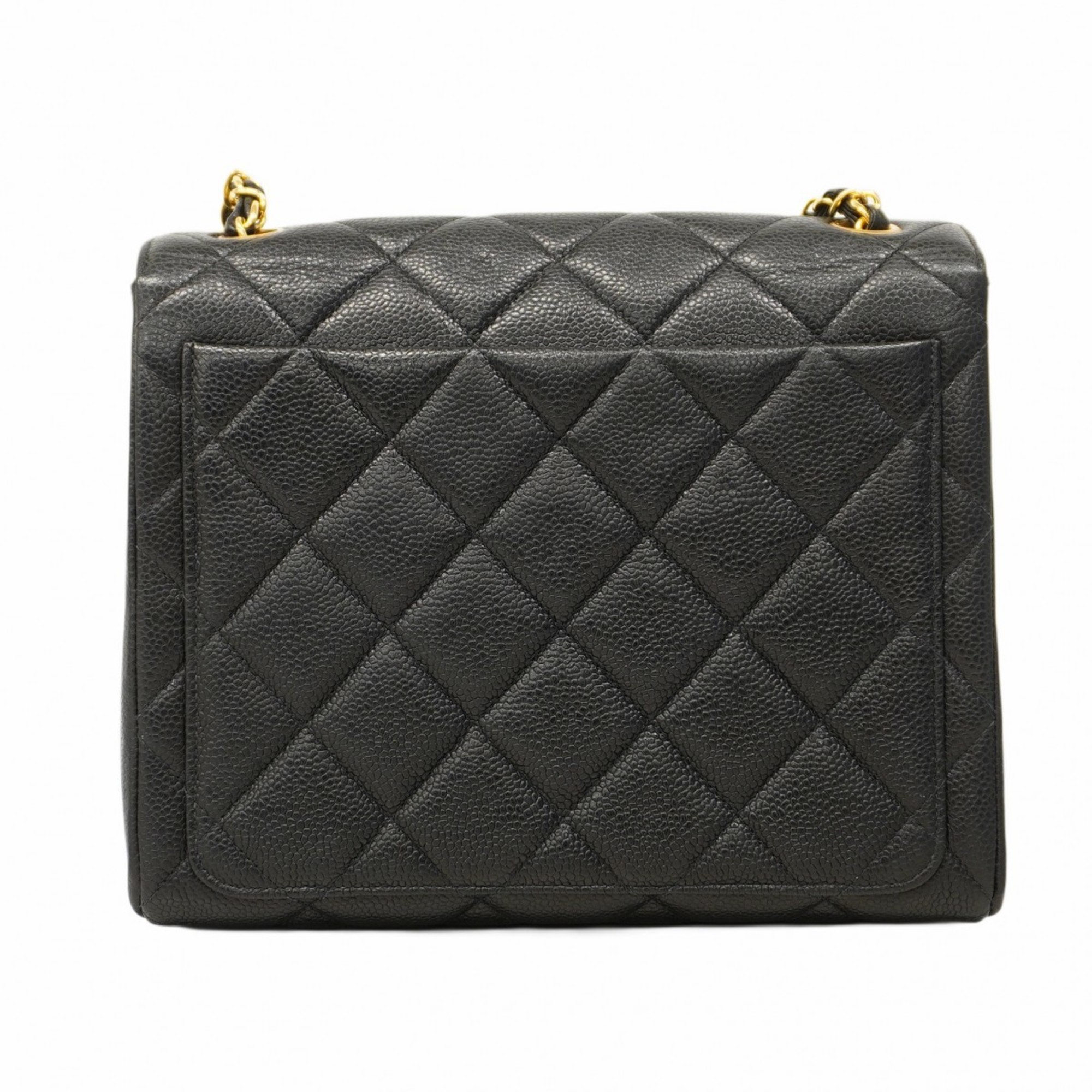 Chanel Shoulder Bag Matelasse Caviar Skin Black Women's