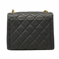 Chanel Shoulder Bag Matelasse Caviar Skin Black Women's