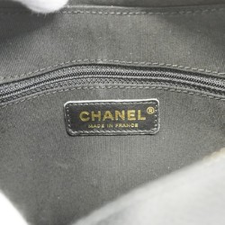 Chanel Shoulder Bag Matelasse Caviar Skin Black Champagne Ladies