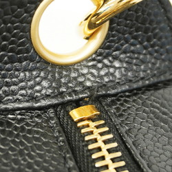 Chanel Shoulder Bag Matelasse Caviar Skin Black Champagne Ladies