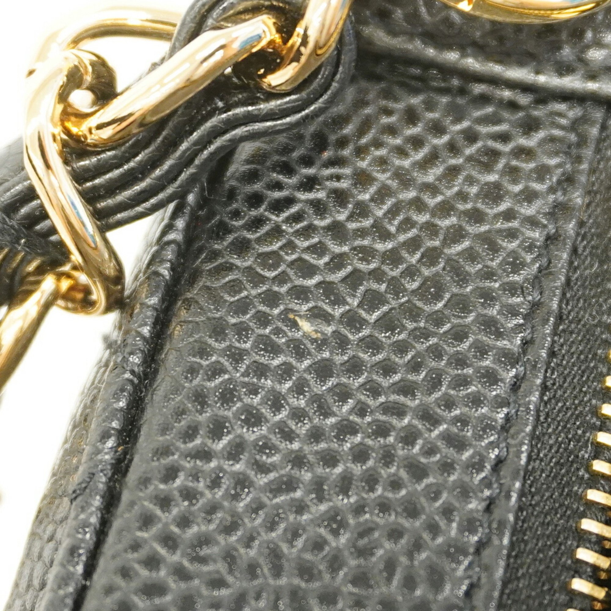 Chanel Shoulder Bag Matelasse Caviar Skin Black Champagne Ladies