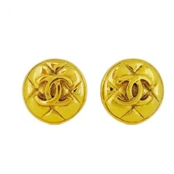 Chanel Earrings Coco Mark Matelasse Circle GP Plated Gold Ladies