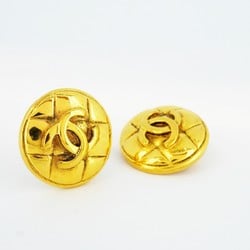 Chanel Earrings Coco Mark Matelasse Circle GP Plated Gold Ladies