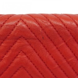 Chanel Shoulder Bag V Stitch Leather Red Women's