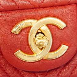 Chanel Shoulder Bag V Stitch Leather Red Women's