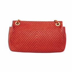 Chanel Shoulder Bag V Stitch Leather Red Women's