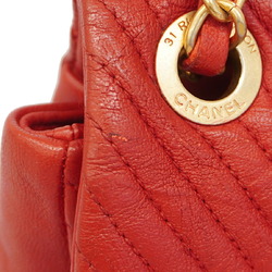 Chanel Shoulder Bag V Stitch Leather Red Women's