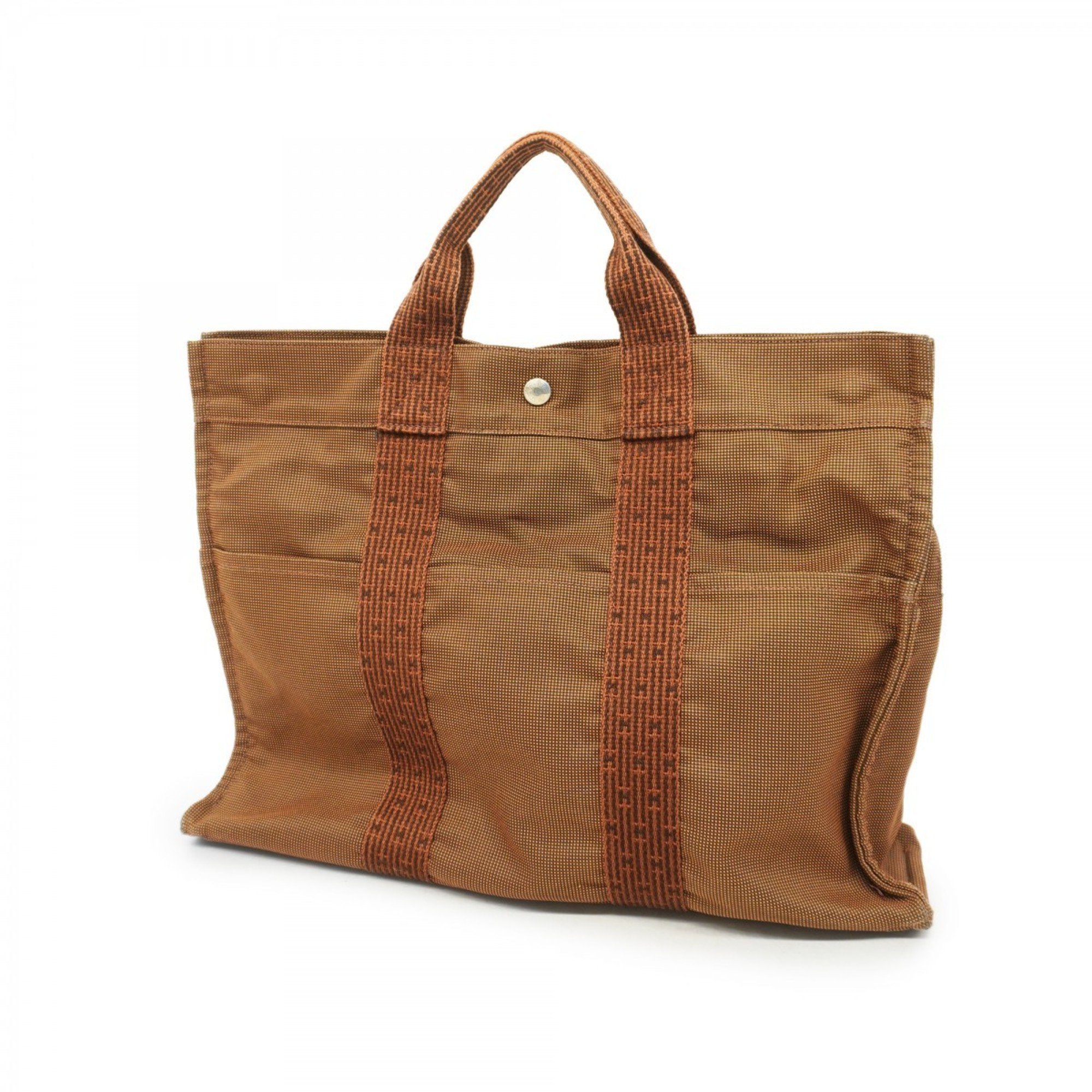 Hermes Tote Bag Air Line MM Canvas Brown Women's