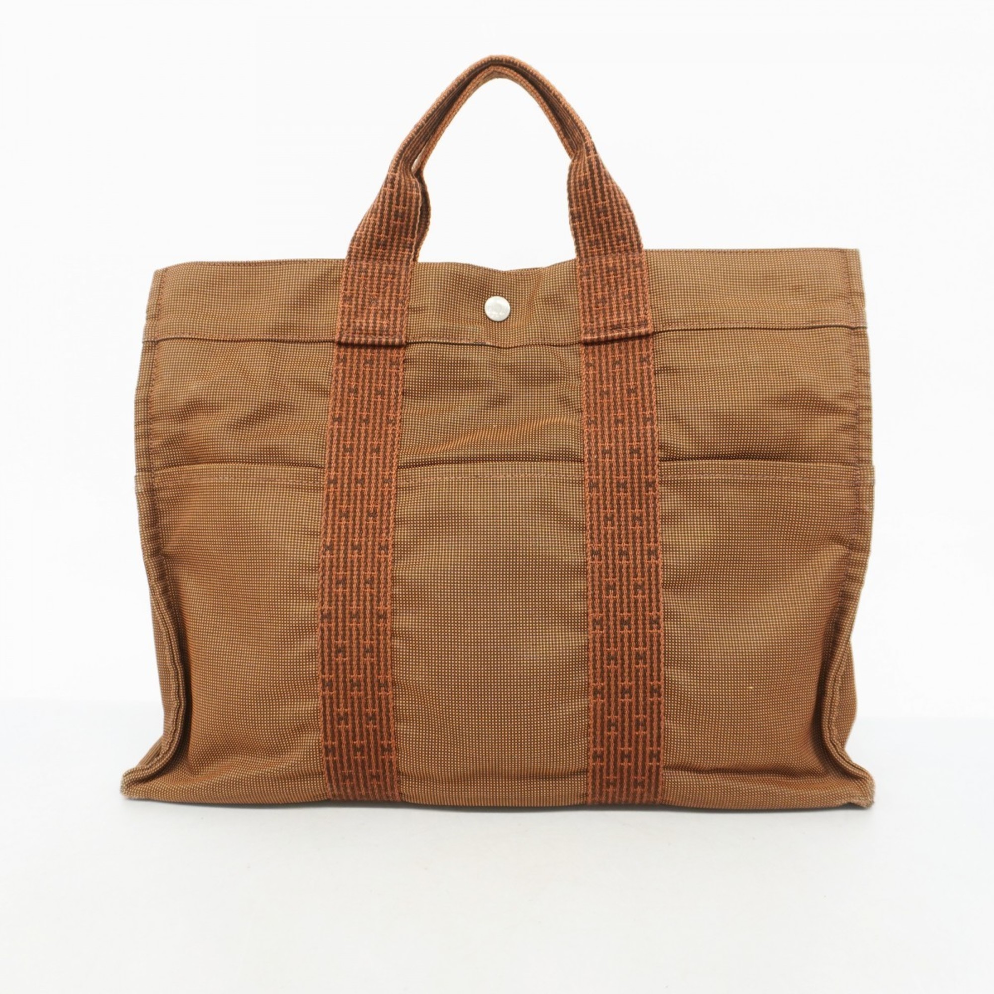 Hermes Tote Bag Air Line MM Canvas Brown Women's