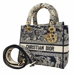 Christian Dior handbag Lady Dee-Lite canvas navy white champagne ladies