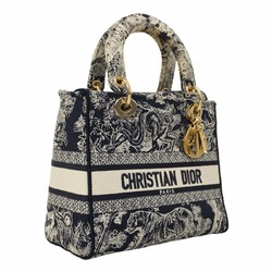 Christian Dior handbag Lady Dee-Lite canvas navy white champagne ladies