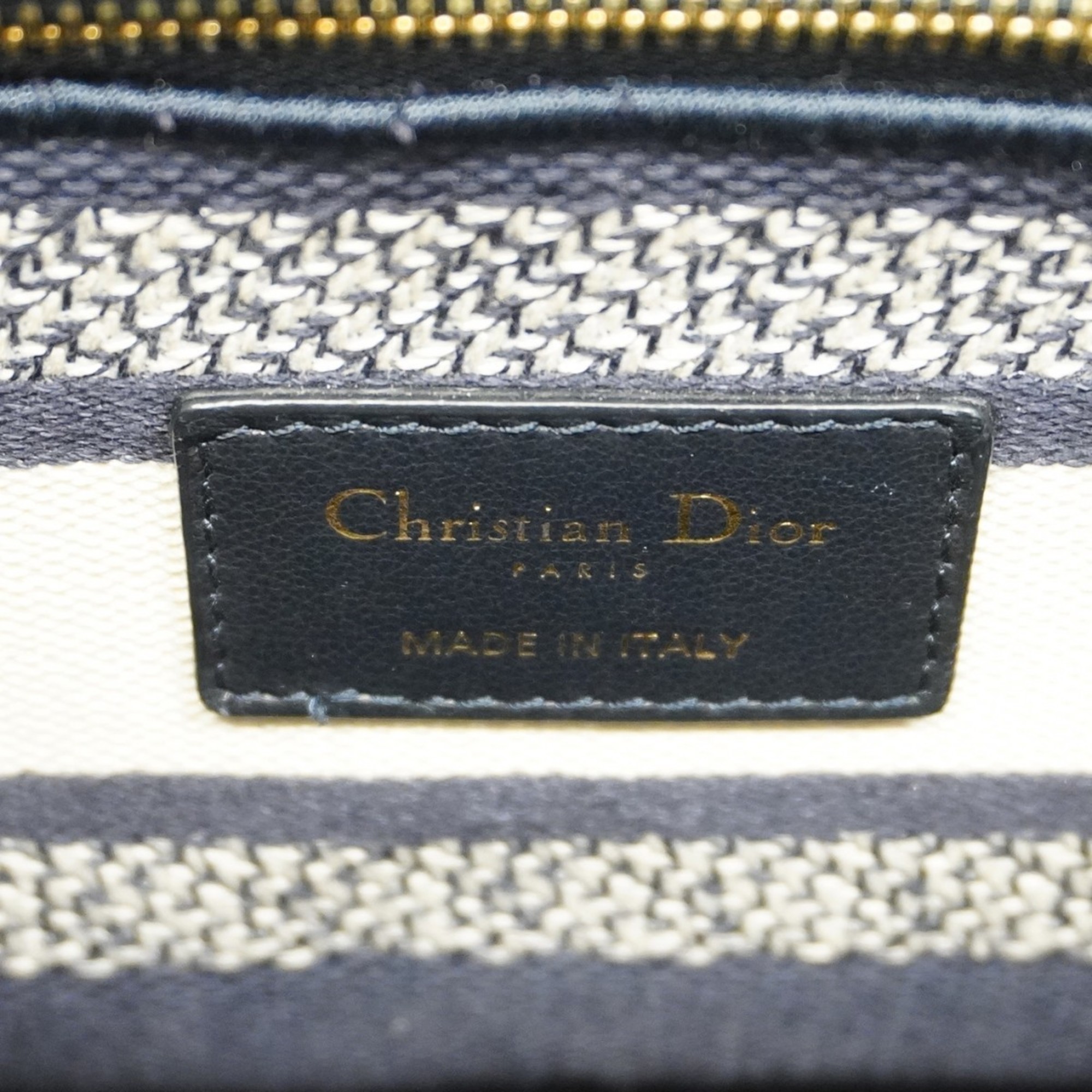 Christian Dior handbag Lady Dee-Lite canvas navy white champagne ladies