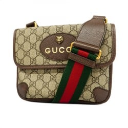 Gucci Shoulder Bag GG Supreme 501050 Leather Brown Green Red Women's