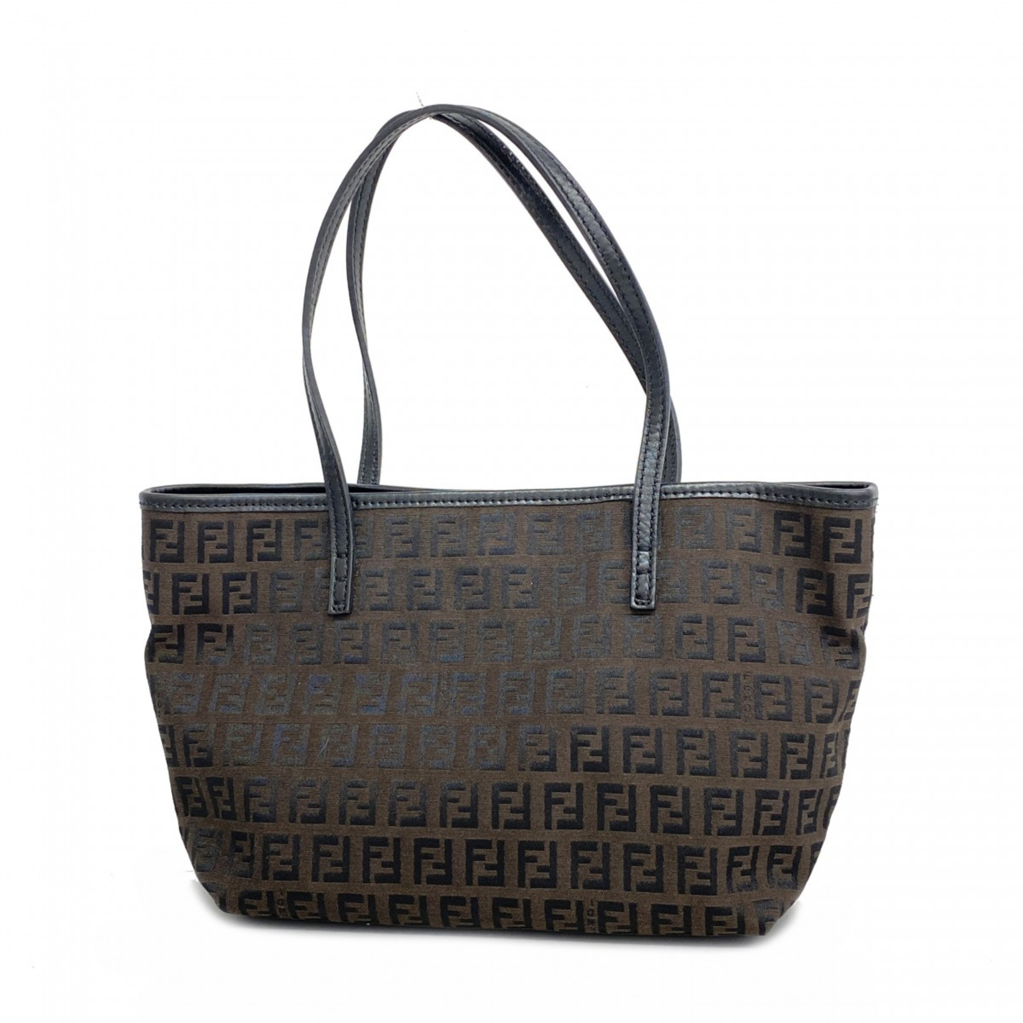 Fendi Tote Bag Zucchino Nylon Canvas Brown Black Women's