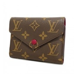 Louis Vuitton Tri-fold Wallet Monogram Portefeuille Victorine M41938 Brown Fuchsia Women's